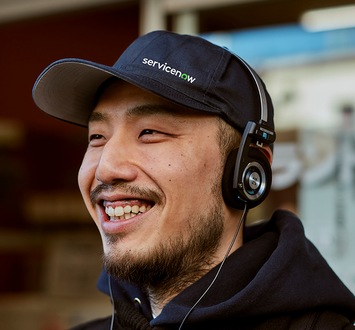 Guy wearing headphones